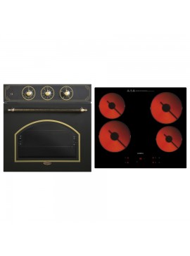 MULTIHOME ΣΕΤ ΦΟΥΡΝΟΣ ΗΛΕΚΤΡΙΚΟΣ MULTIHOME B66-SF3 (MT) BLACK RETRO + ΕΣΤΙΑ ΚΕΡΑΜΙΚΗ KUMTEL HV6-04T 999-002-89051