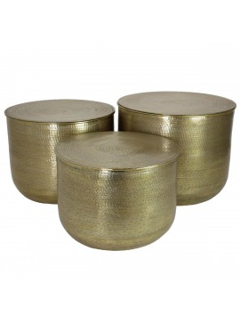 Τραπεζάκι-Κασπώ ArteLibre Μέταλλο Χρυσό 59x59x46cm Σετ 3Τμχ Arte-05152551