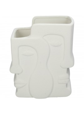Βάζο ArteLibre Πρόσωπο Λευκό Κεραμικό 17.5x9.3x20.8cm Arte-05153874