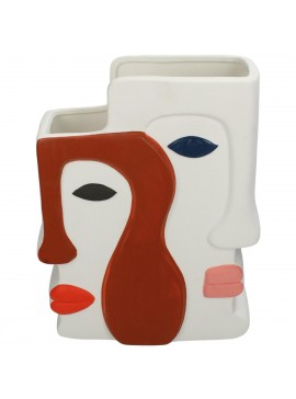 Βάζο ArteLibre Πρόσωπο Πολύχρωμο Κεραμικό 20.7x9.5x26cm Arte-05153875