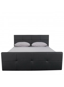 Κρεβάτι ArteLibre ANEMONE Μαύρο PU Με Αποθηκευτικό Χώρο 217.5x170.5x100cm(Στρώμα 160x200cm) Arte-14320005