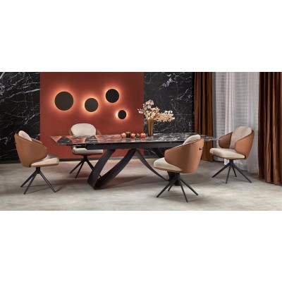 HILARIO extension table, black marble / black DIOMMI-60-28358