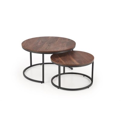 JAVA set of 2 c. tables, walnut / black DIOMMI-60-29301