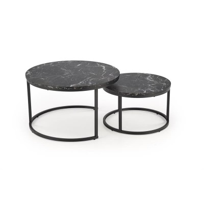 JAVA set of 2 c. tables, black marble / black DIOMMI-60-29300