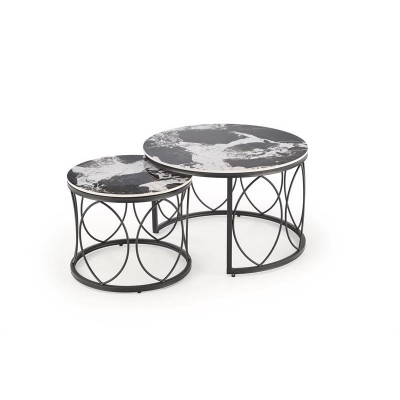 ALEXANDRA   set of two coffee tables, black marble / black DIOMMI-60-29270