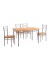 WOODWELL LORETO Set Τραπεζαρία Σαλονιού Κουζίνας: Τραπέζι + 4 Καρέκλες Μέταλλο Βαφή Silver, Φυσικό Τρ.120x70x74 / Καρ.40x40x90 cm ΕΜ9792