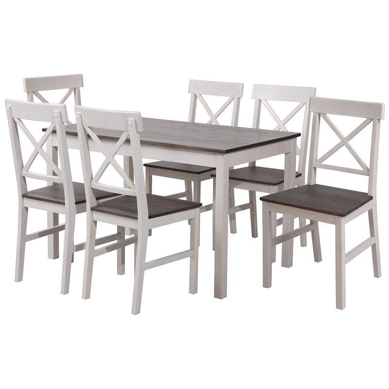 WOODWELL Ε784,1SDAILY Set Τραπεζαρία Ξύλινη Σαλονιού – Κουζίνας: Τραπέζι + 6 Καρέκλες / Άσπρο – Dark Oak Table:150x90x73 Chair:43x48x94 Ε784,1S WOODWELL Ε784,1SDAILY Set Τραπεζαρία Ξύλινη Σαλονιού – Κουζίνας: Τραπέζι + 6 Καρέκλες / Άσπρο – Dark Oak Table:150x90x73 Chair:43x48x94 Ε784,1S
