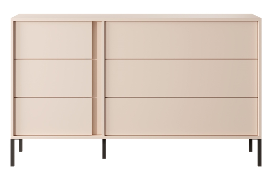 Συρταριέρα Dast Μπεζ με 6 Συρτάρια 137x81x39cm