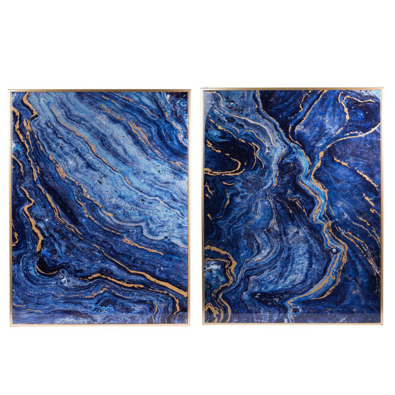 Artekko Frame Πίνακες MDF Πλαστικό Καμβάς Μπλε Χρυσό (77.5x4.6x101.6)cm Σετ/2 Artekko DF43494-DS