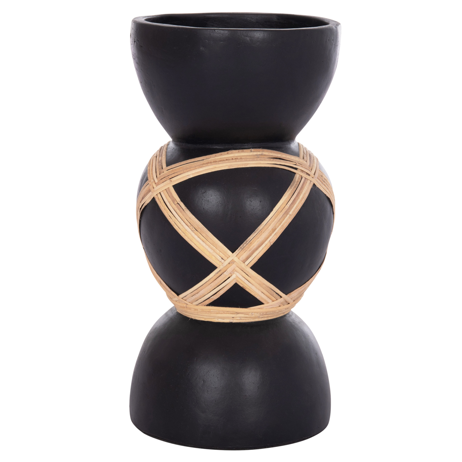 ΔΙΑΚΟΣΜΗΤΙΚΟ ΒΑΖΟ ΔΑΠΕΔΟΥ MAYNARD HM4672.01L TERRACOTTA ΜΑΥΡΟ-RATTAN Φ32x62.5Υεκ