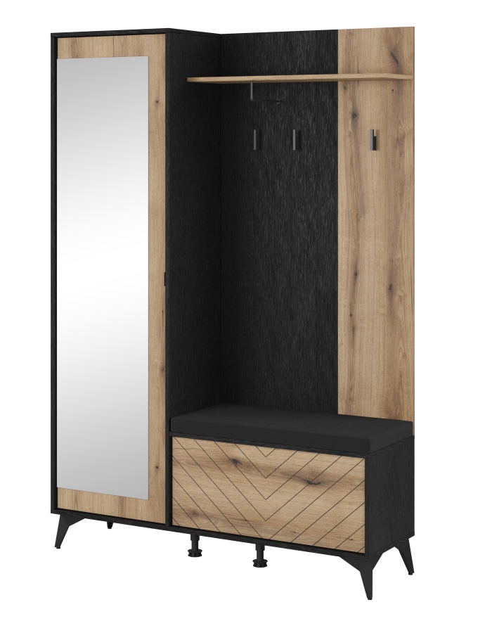 Έπιπλο εισόδου Diamond Ανθρακί + Φυσικό Evoke με μαξιλάρι 134x197x34cm