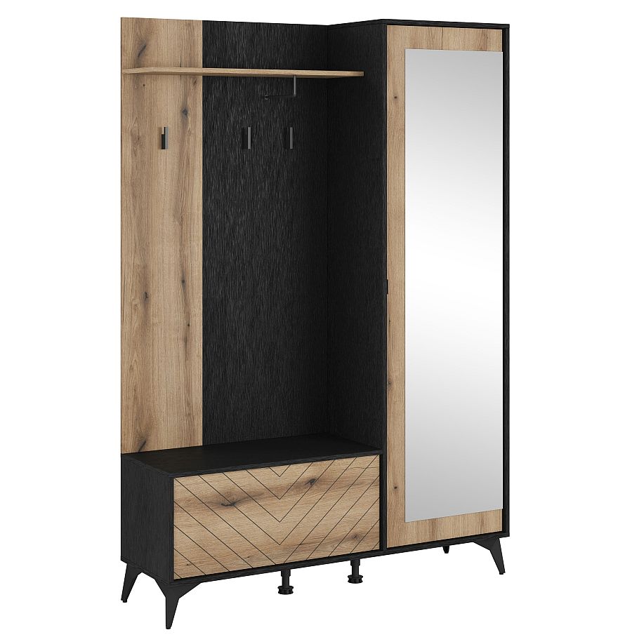 Έπιπλο εισόδου Diamond Ανθρακί + Φυσικό Evoke 134x197x34cm