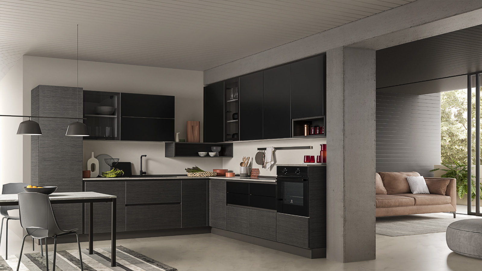 Intrahome Έπιπλο Κουζίνας Μαύρο/grey καπλαμάς 04-5321341 με blum μεντεσεδες Intrahome Έπιπλο Κουζίνας Μαύρο/grey καπλαμάς 04-5321341 με blum μεντεσεδες