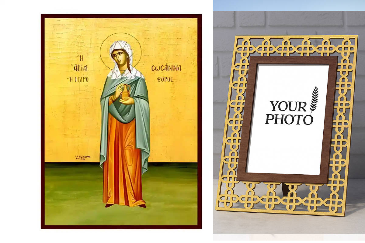 Σετ των 2 Εικόνα Ορθοδοξίας Πολυτελείας  με  σχεδιο Σταυρούς μαζι με  Βάση σε  8 χρώματα με περίγραμμα χρυσό σε ξύλο Plywood (Πλακάζ)   με  βάση Εικόνα Αγία Σωσάννα Χειροποίητη Ελληνορθόδοξη , Κρεμαστή πλάκα βυζαντινής τέχνης, χριστιανική τέχνη Διάσταση 1