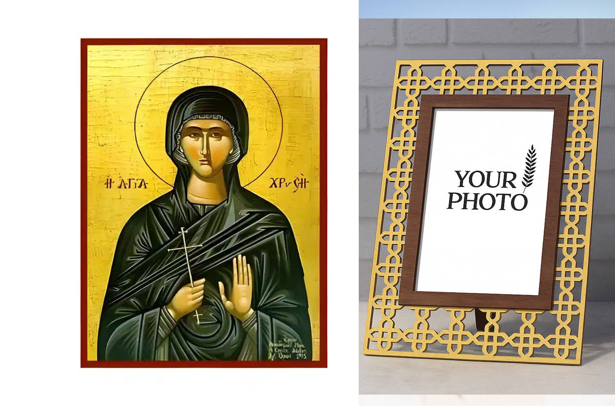 Σετ των 2 Εικόνα Ορθοδοξίας Πολυτελείας  με  σχεδιο Σταυρούς μαζι με  Βάση σε  8 χρώματα με περίγραμμα χρυσό σε ξύλο Plywood (Πλακάζ)   με  βάση Εικόνα Αγία Χρυσή Χειροποίητη Ελληνορθόδοξη , Κρεμαστή πλάκα βυζαντινής τέχνης, χριστιανική τέχνη Διάσταση 10x