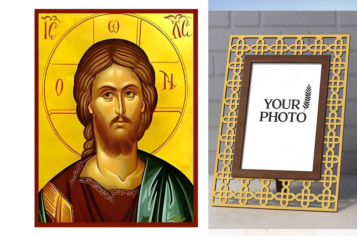 Εικόνα Ορθοδοξίας Πολυτελείας  με  σχεδιο Σταυρούς μαζι με  Βάση σε  8 χρώματα με περίγραμμα χρυσό σε ξύλο Plywood (Πλακάζ)   με  βάση Εικόνα Χριστός, Προτομή Χειροποίητη Ελληνορθόδοξη , Κρεμαστή πλάκα βυζαντινής τέχνης, χριστιανική τέχνη Διάσταση 10x7 cm