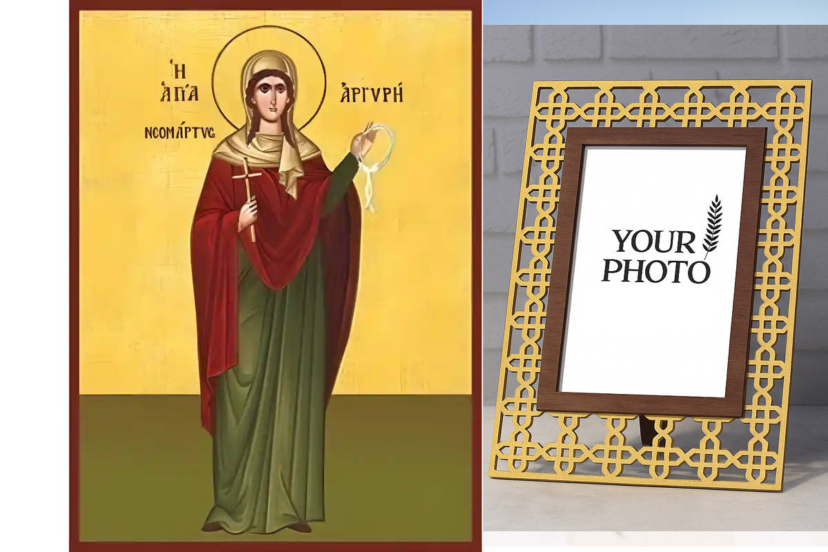 Εικόνα Ορθοδοξίας Πολυτελείας  με  σχεδιο Σταυρούς μαζι με  Βάση σε  8 χρώματα με περίγραμμα χρυσό σε ξύλο Plywood (Πλακάζ)   με  βάση Εικόνα Αγία Αργυρή Χειροποίητη Ελληνορθόδοξη , Κρεμαστή πλάκα βυζαντινής τέχνης, χριστιανική τέχνη Διάσταση 10x7 cm (3,9