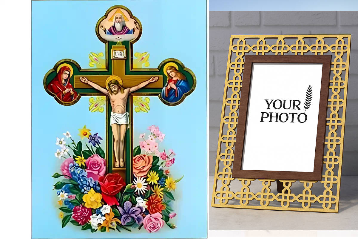 Εικόνα Ορθοδοξίας Πολυτελείας  με  σχεδιο Σταυρούς μαζι με  Βάση σε  8 χρώματα με περίγραμμα χρυσό σε ξύλο Plywood (Πλακάζ)   με  βάση Εικόνα Χριστός Εσταυρωμένος, με άνθη Χειροποίητη Ελληνορθόδοξη , Κρεμαστή πλάκα βυζαντινής τέχνης, χριστιανική τέχνη Διά