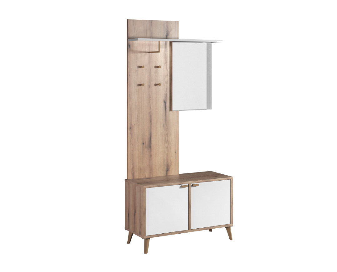 MATIS Επιπλο εισόδου με καθρέφτη Porto artisan/ λευκό 85.8x35x188.4 MATIS170175 MATIS Επιπλο εισόδου με καθρέφτη Porto artisan/ λευκό 85.8x35x188.4 MATIS170175