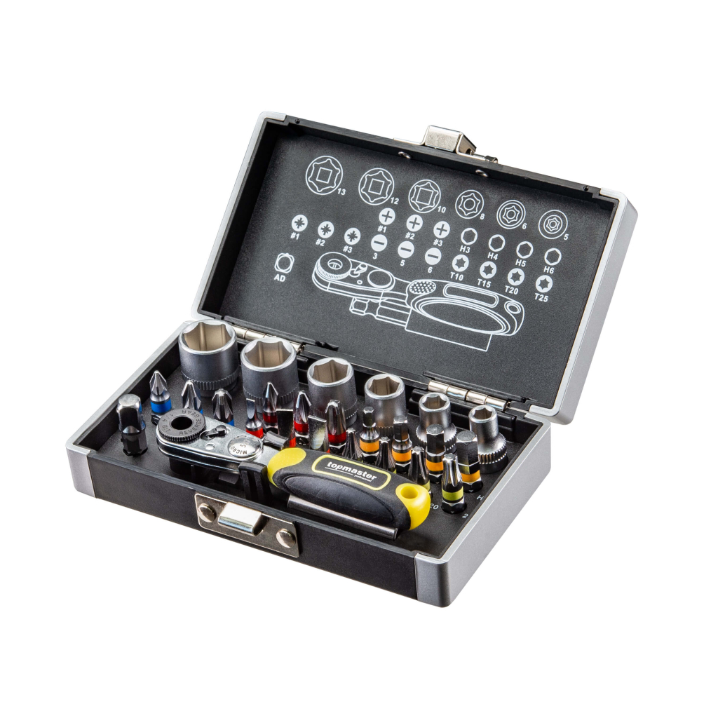 TOP MASTER ΣΕΤ ΚΑΣΤΑΝΙΑ 26τεμ. ΜΕ ΚΑΡΥΔΑΚΙΑ 1/4” & ΜΥΤΕΣ 330157 LEUKA-10-0603