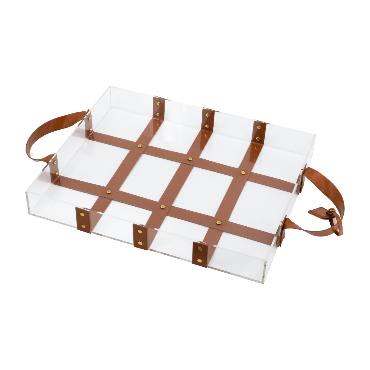 Artekko Tray Διακοσμητικός Δίσκος με Καφέ Τεχνόδερμα Ακριλικό Διάφανο (50.8x40.6x6.4)cm Artekko EL70642