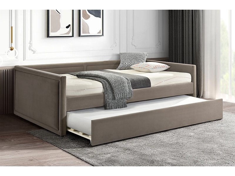 ŁÓŻKO ELMO VELVET 120X200 C. BEŻ /CZARNY BLUVEL 40 DIOMMI-80-3580