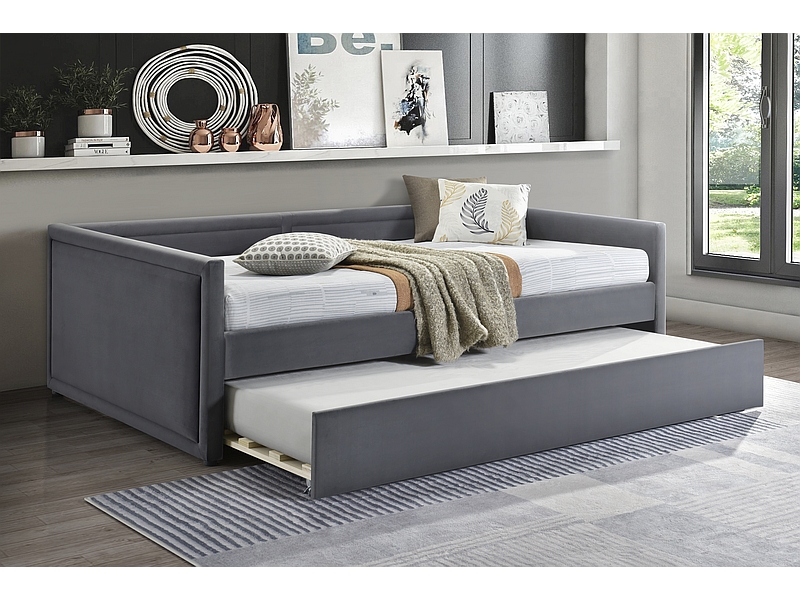 ŁÓŻKO ELMO VELVET 120X200 SZARY /CZARNY BLUVEL 14 DIOMMI-80-3581
