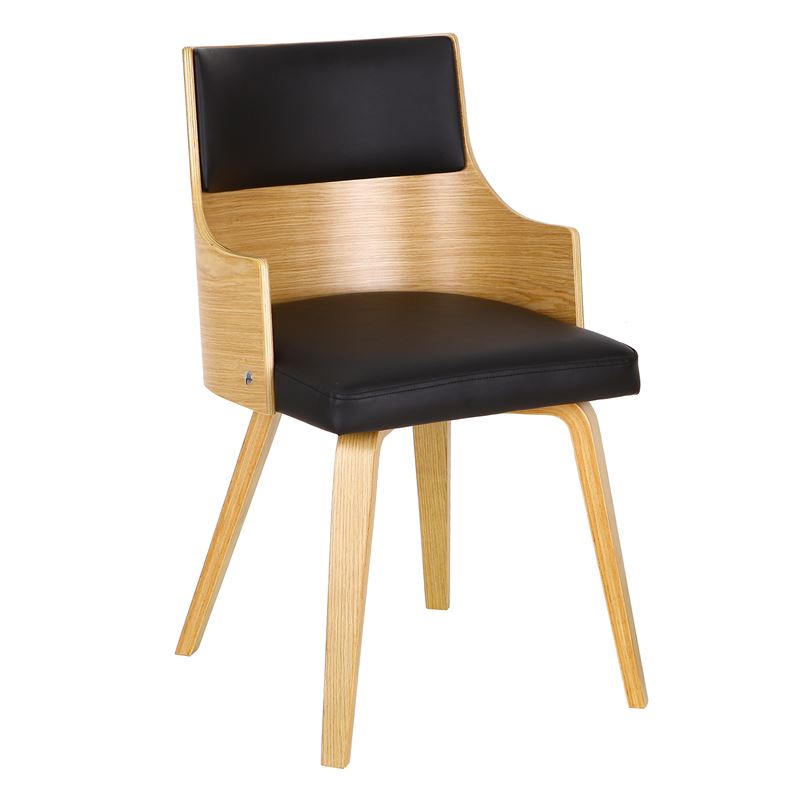 WOODWELL Ε7513,2EMERSON Πολυθρόνα Φυσικό – Pu Μαύρο 48x53x79cm Ε7513,2
