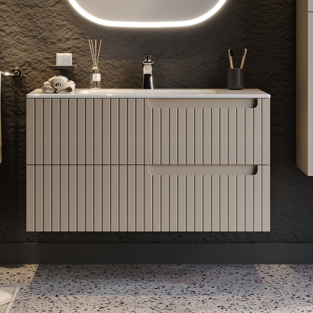 Πάγκος ENZA Μπεζ MDF 18mm Λάκα 100 3SENZ100BEFM 101×46.5x52cm 3SENZ100BEFM