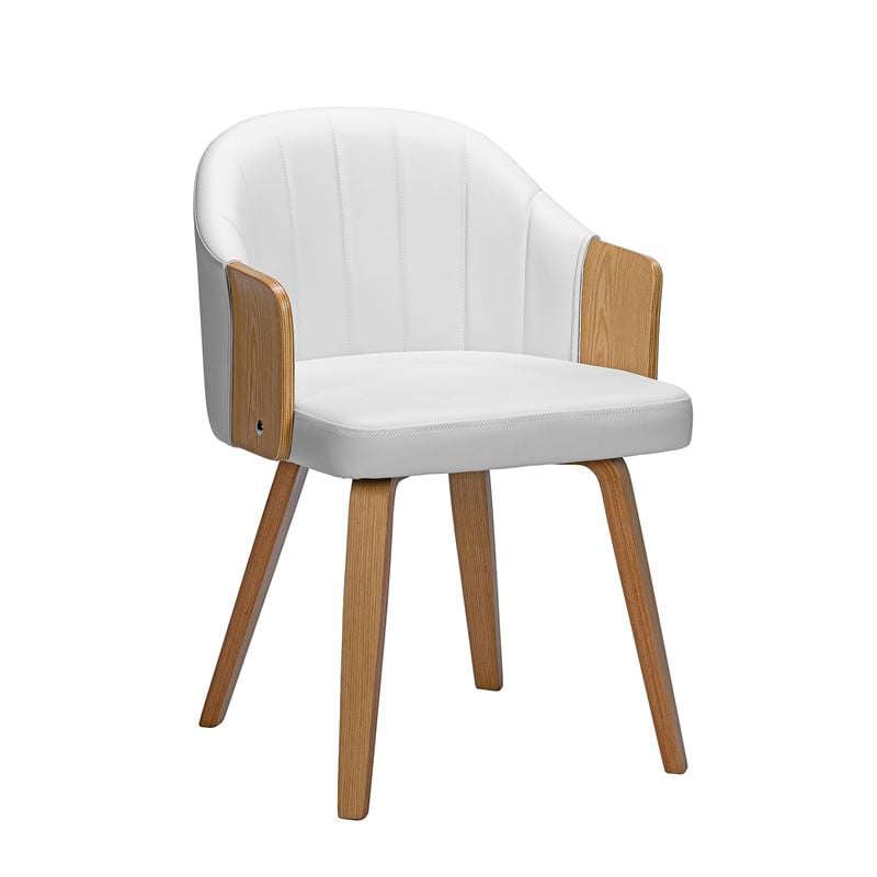 WOODWELL Ε7518,2ENZO Πολυθρόνα Τραπεζαρίας Φυσικό, Pu Άσπρο 55x58x78cm Ε7518,2