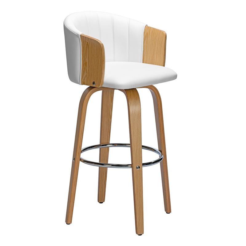 WOODWELL Ε7519,2ENZO Σκαμπό Bar Φυσικό, Pu Άσπρο 50x50x78/103cm Ε7519,2