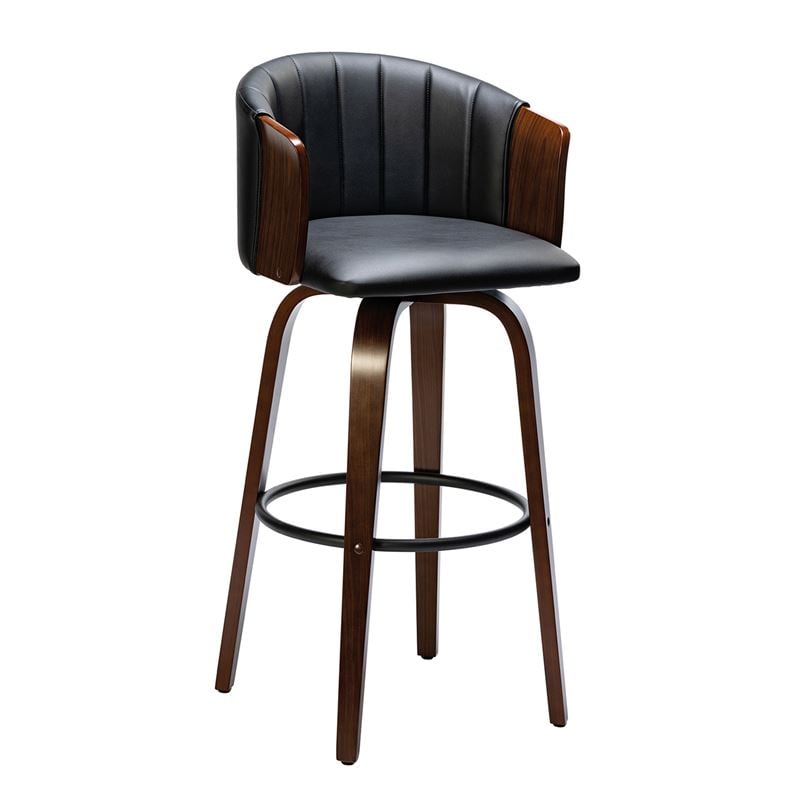 WOODWELL ENZO Σκαμπό Bar Καρυδί, Pu Μαύρο 50x50x78/103cm Ε7519,1