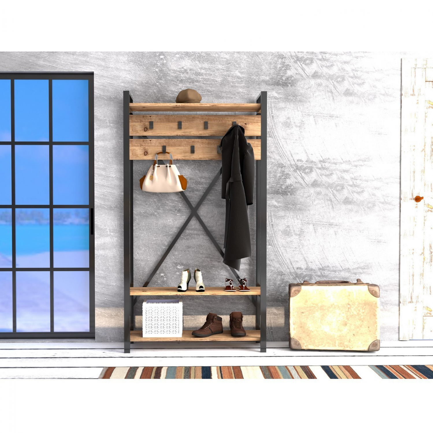 Intrahome ΕΠΙΠΛΟ ΕΙΣΟΔΟΥ .01 SCASABLANCAINCASABLANCALTCASABLANCAIE-ELICASABLANCANE WOOD & ΜΑΥΡΟ 90x34x180 εκ. intraho-1645351