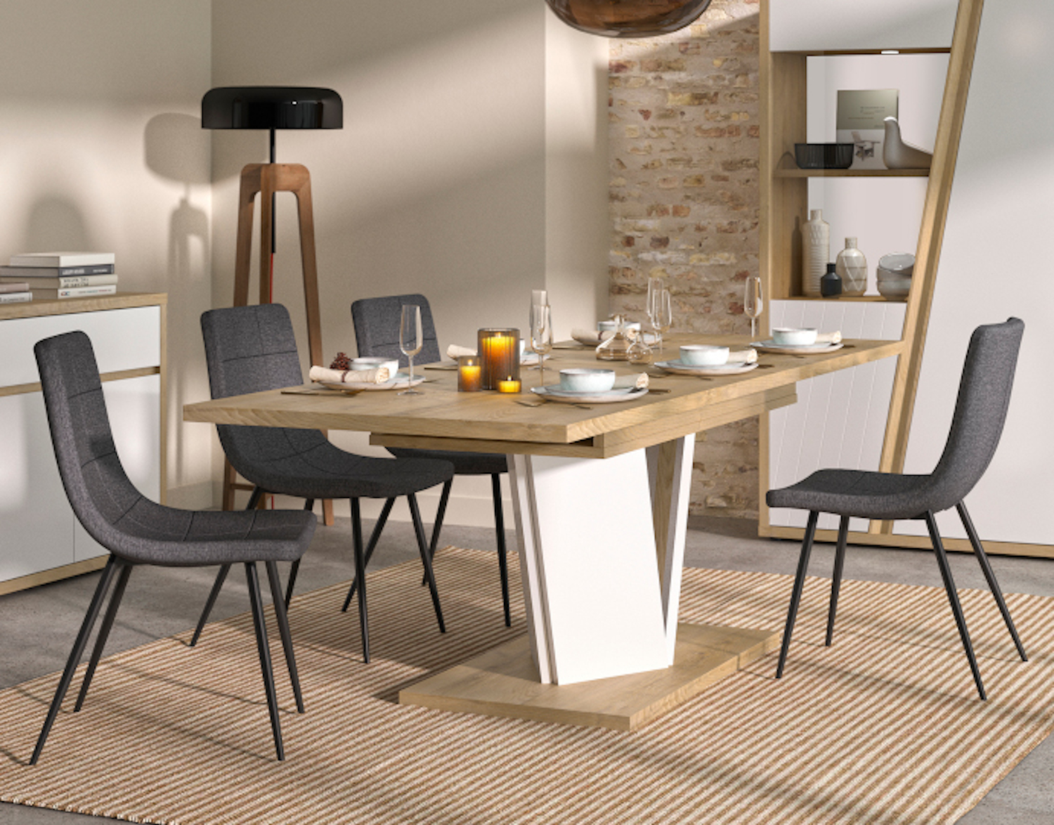 Insi Epura τραπέζι τραπεζαρίας επεκτεινόμενο 190/235x90x77εκ. Silva Oak / Λευκό 0021.GM77 Insi Epura τραπέζι τραπεζαρίας επεκτεινόμενο 190/235x90x77εκ. Silva Oak / Λευκό 0021.GM77