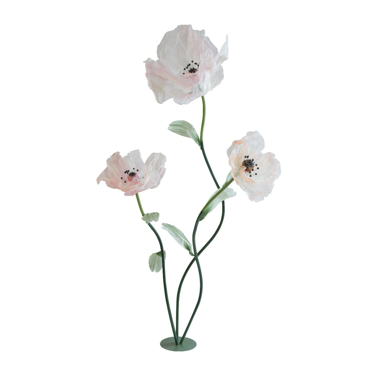 Artekko Oversize Διακοσμητική Επιδαπέδια Παπαρούνα Πλαστικό Μέταλλο Λευκό Πράσινο (61x38.1x280)cm Σετ/3 Artekko F98605