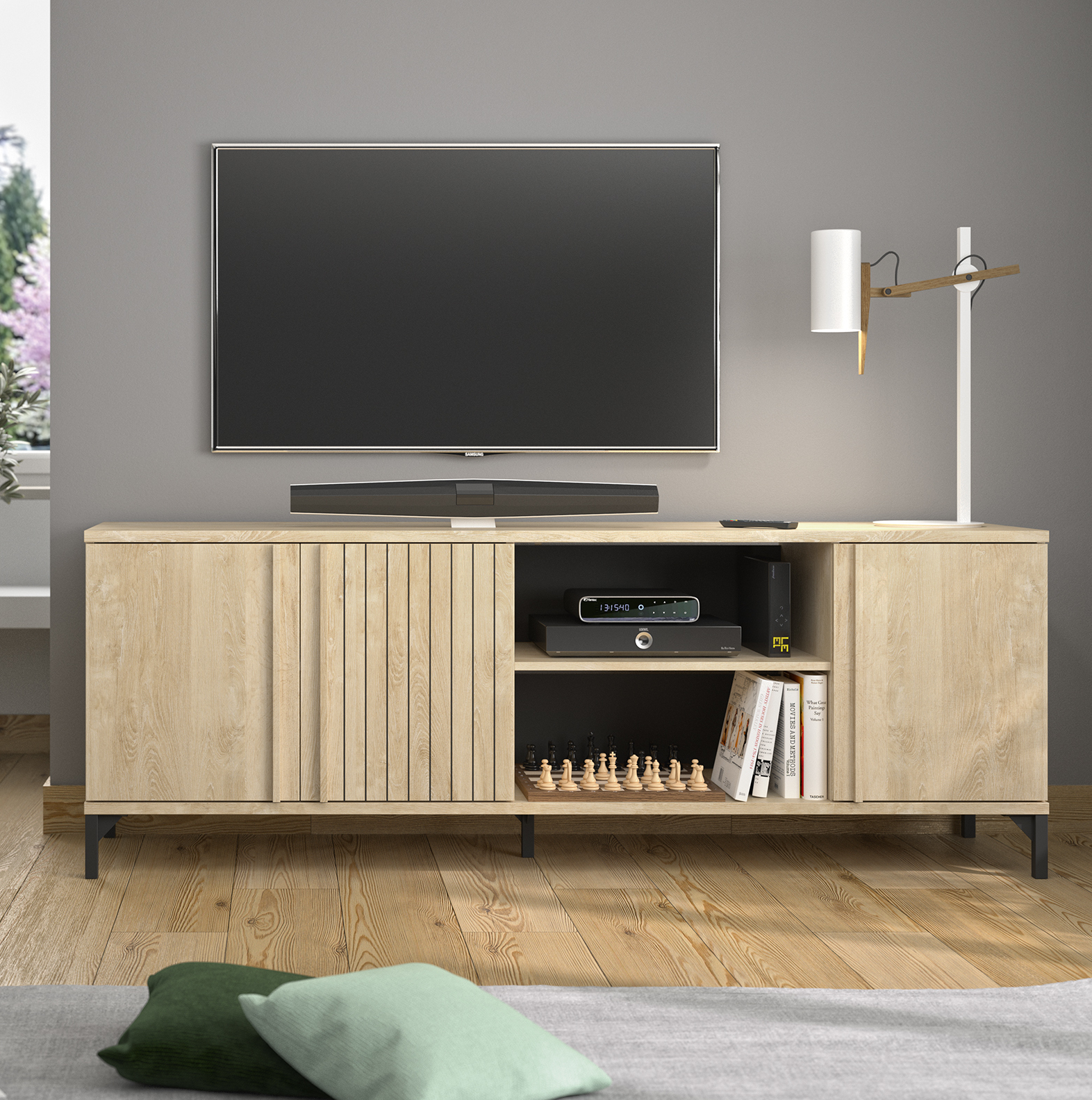 Insi Faro έπιπλο τηλεόρασης 180x45x65εκ. Blond Oak 015.GM42 Insi Faro έπιπλο τηλεόρασης 180x45x65εκ. Blond Oak 015.GM42