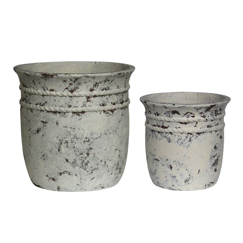 WOODWELL Ε6315,SFLOWER POT-15 Set 2 τεμαχίων, Cement Απόχρωση Antique White Φ35x34cm – Φ47×46 cm Ε6315,S WOODWELL Ε6315,SFLOWER POT-15 Set 2 τεμαχίων, Cement Απόχρωση Antique White Φ35x34cm – Φ47×46 cm Ε6315,S