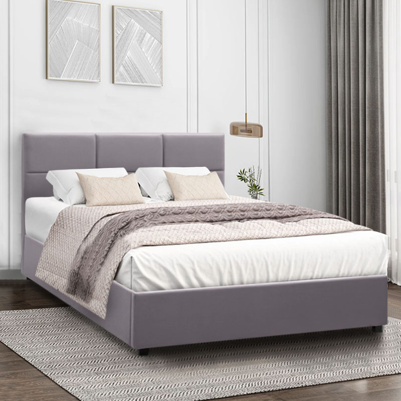 Κρεβάτι Kingston Megapap βελούδινο χρώμα γκρι 150×200εκ.