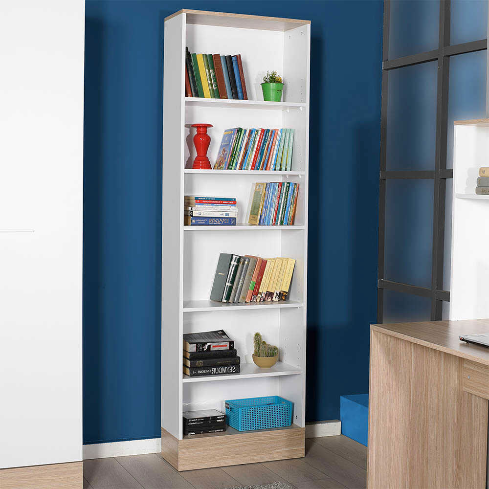 Βιβλιοθήκη μελαμίνης Base Megapap χρώμα oak – λευκό 60x26x197εκ. Βιβλιοθήκη μελαμίνης Base Megapap χρώμα oak – λευκό 60x26x197εκ.