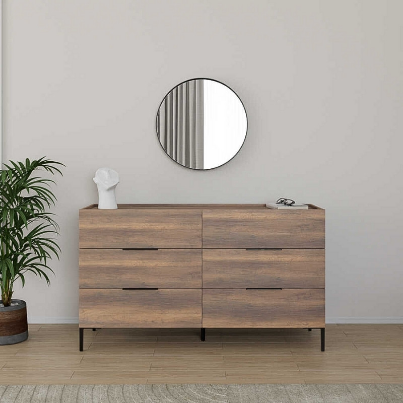 Συρταριέρα Oryana Megapap χρώμα καρυδί 140x44x81εκ. Συρταριέρα Oryana Megapap χρώμα καρυδί 140x44x81εκ.