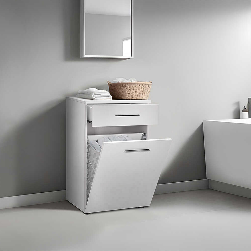 Ντουλάπι – Καλάθι απλύτων Diamond Megapap χρώμα λευκό gloss 52x38x83εκ.