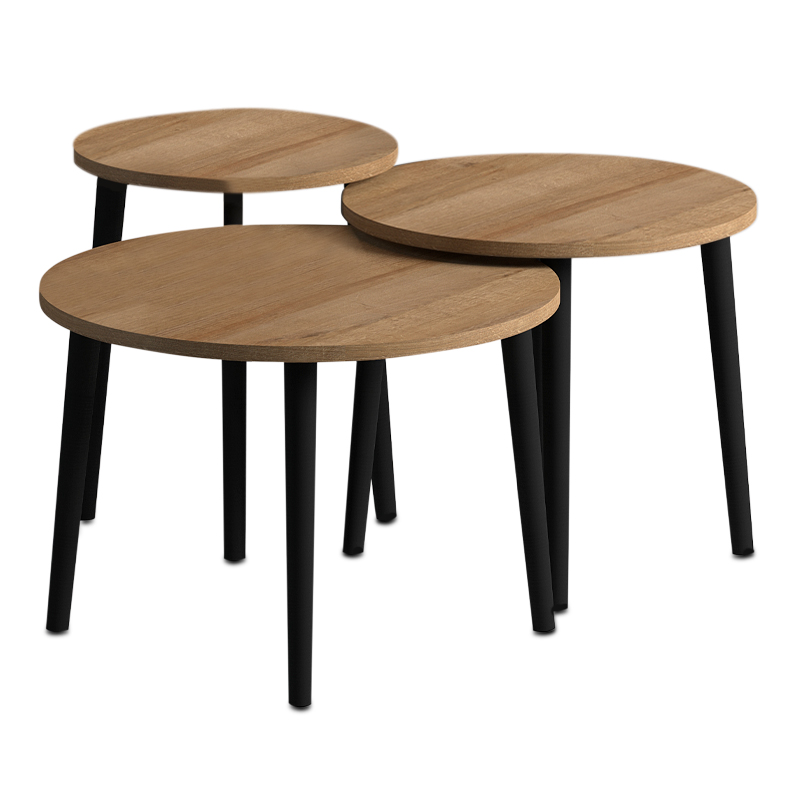 Τραπεζάκι σαλονιού σετ 3 τμχ Roma Megapap χρώμα oak Φ60×46εκ. Τραπεζάκι σαλονιού σετ 3 τμχ Roma Megapap χρώμα oak Φ60×46εκ.