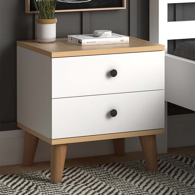 Κομοδίνο Luce Megapap από μελαμίνη χρώμα λευκό – oak 45x35x47εκ.
