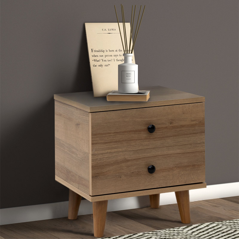 Κομοδίνο Luce Megapap από μελαμίνη χρώμα pine oak 45x35x47εκ. Κομοδίνο Luce Megapap από μελαμίνη χρώμα pine oak 45x35x47εκ.