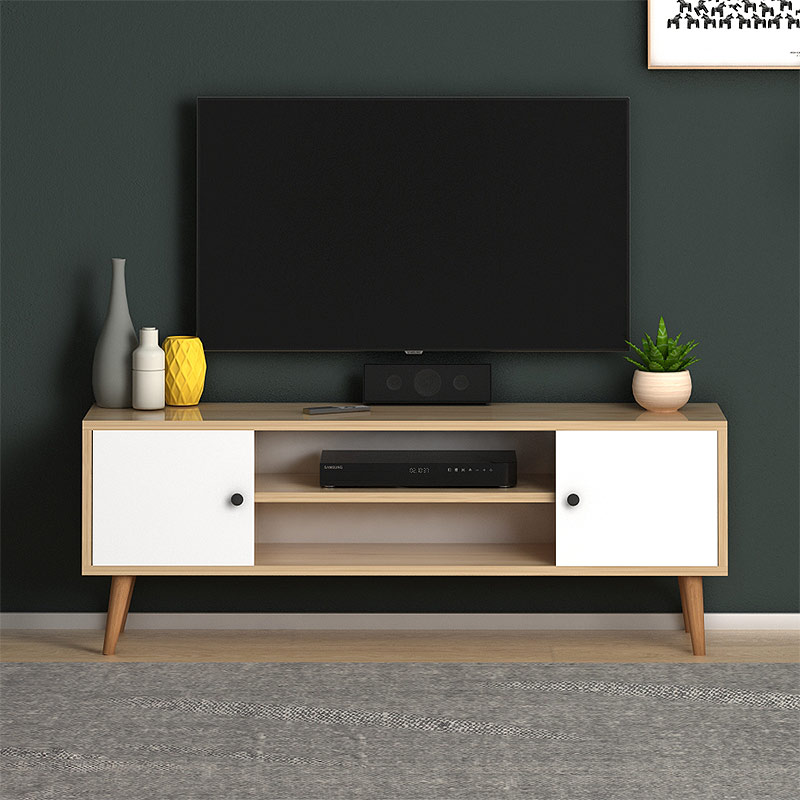 Έπιπλο τηλεόρασης Parma Megapap από μελαμίνη χρώμα white – oak 120x30x40εκ. Έπιπλο τηλεόρασης Parma Megapap από μελαμίνη χρώμα white – oak 120x30x40εκ.