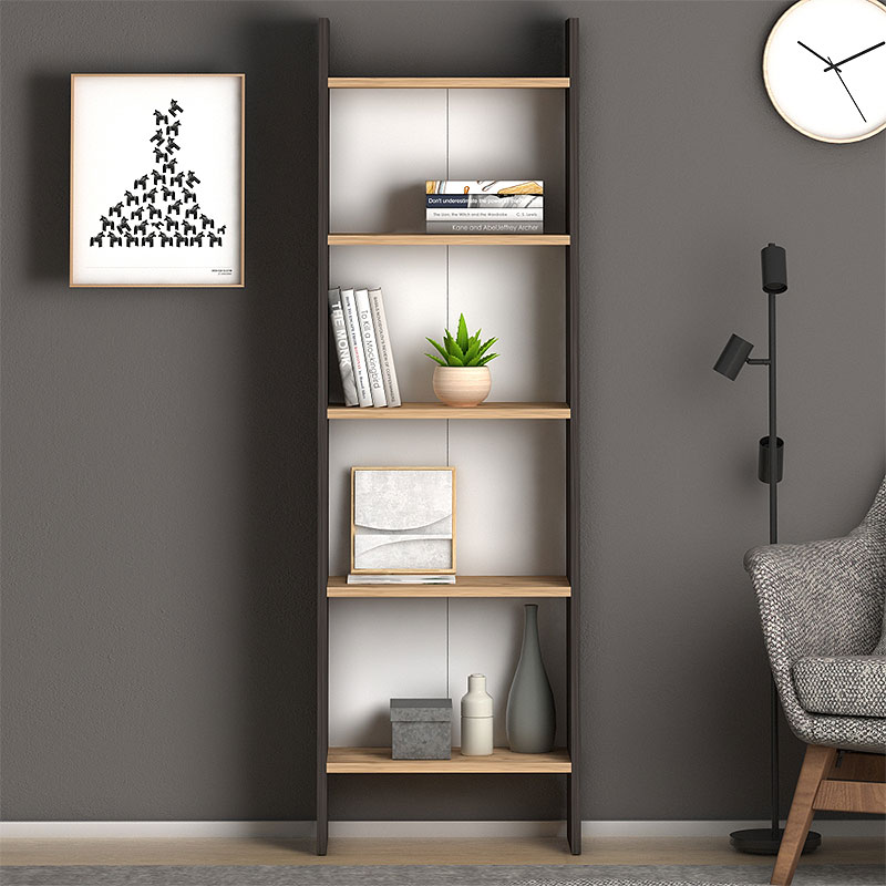 Βιβλιοθήκη μελαμίνης Flora Megapap χρώμα industrial grey – oak 52x25x158εκ. Βιβλιοθήκη μελαμίνης Flora Megapap χρώμα industrial grey – oak 52x25x158εκ.