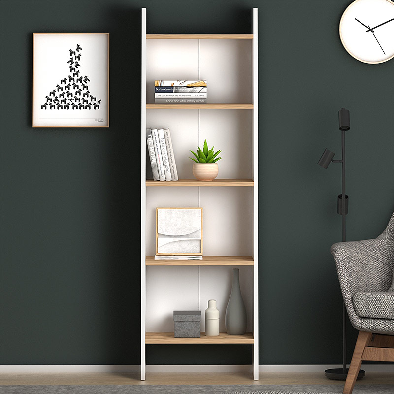 Βιβλιοθήκη μελαμίνης Flora Megapap χρώμα white pine 52x25x158εκ. Βιβλιοθήκη μελαμίνης Flora Megapap χρώμα white pine 52x25x158εκ.