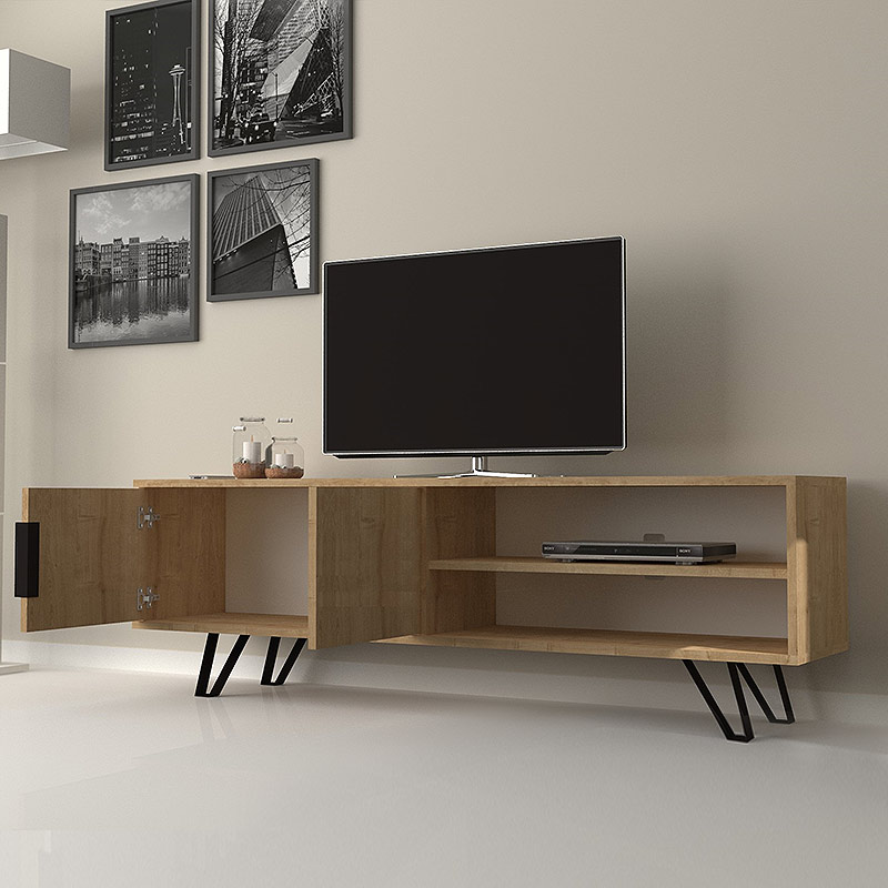 Έπιπλο τηλεόρασης Foot Megapap από μελαμίνη χρώμα sonoma 160x35x49εκ. Έπιπλο τηλεόρασης Foot Megapap από μελαμίνη χρώμα sonoma 160x35x49εκ.