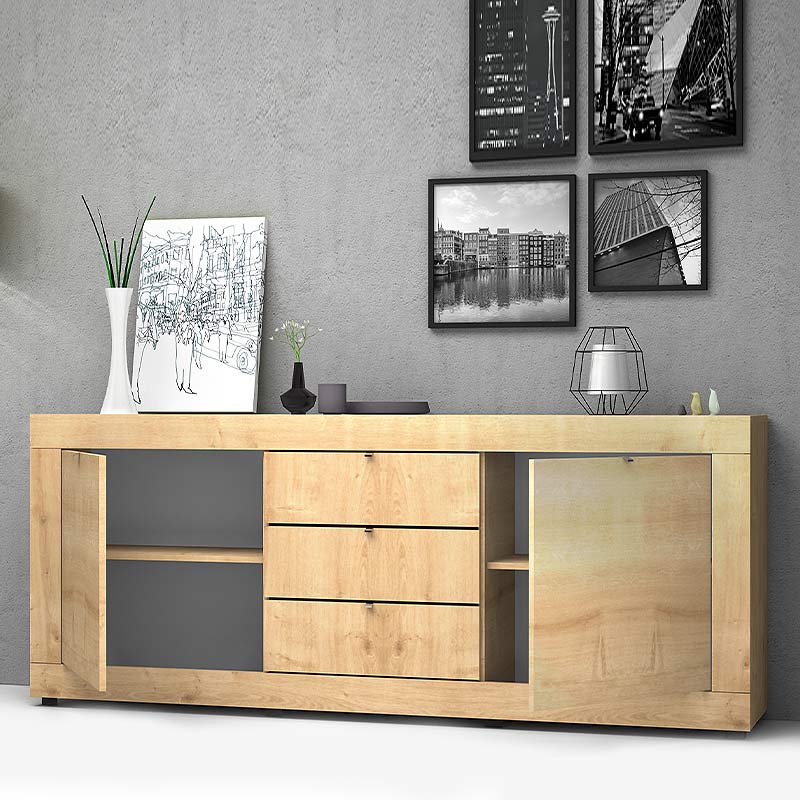 Μπουφές μελαμίνης Ocean Megapap χρώμα sonoma 210x45x86εκ. Μπουφές μελαμίνης Ocean Megapap χρώμα sonoma 210x45x86εκ.