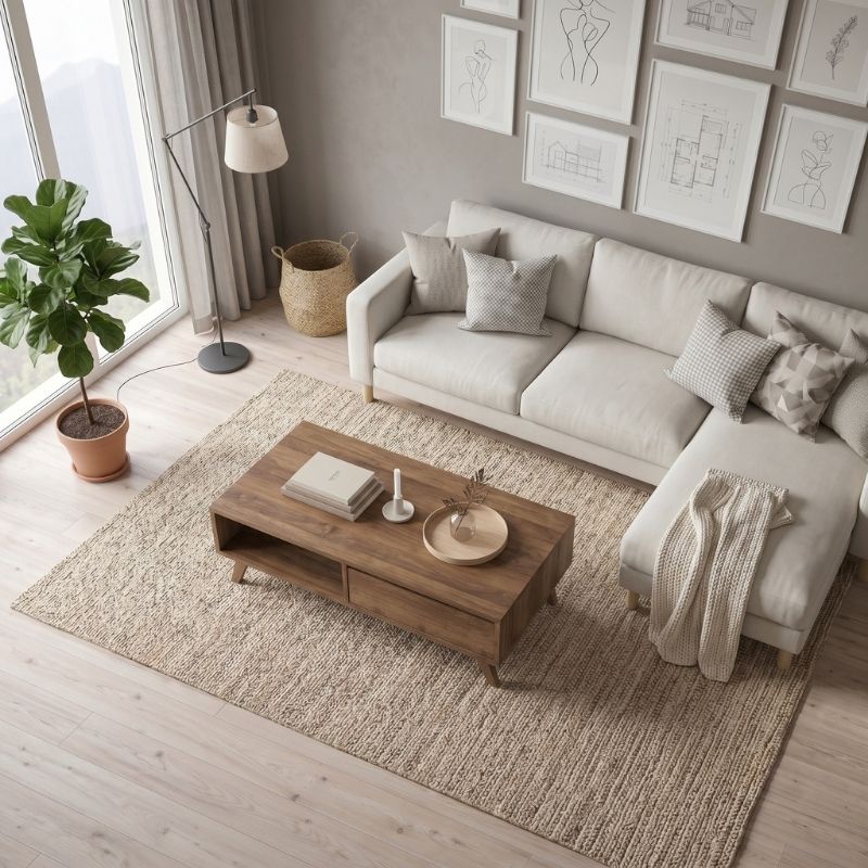 Τραπεζάκι σαλονιού Kuer Intrahome χρώμα καρυδί 120x56x40εκ. intrahome-4608037